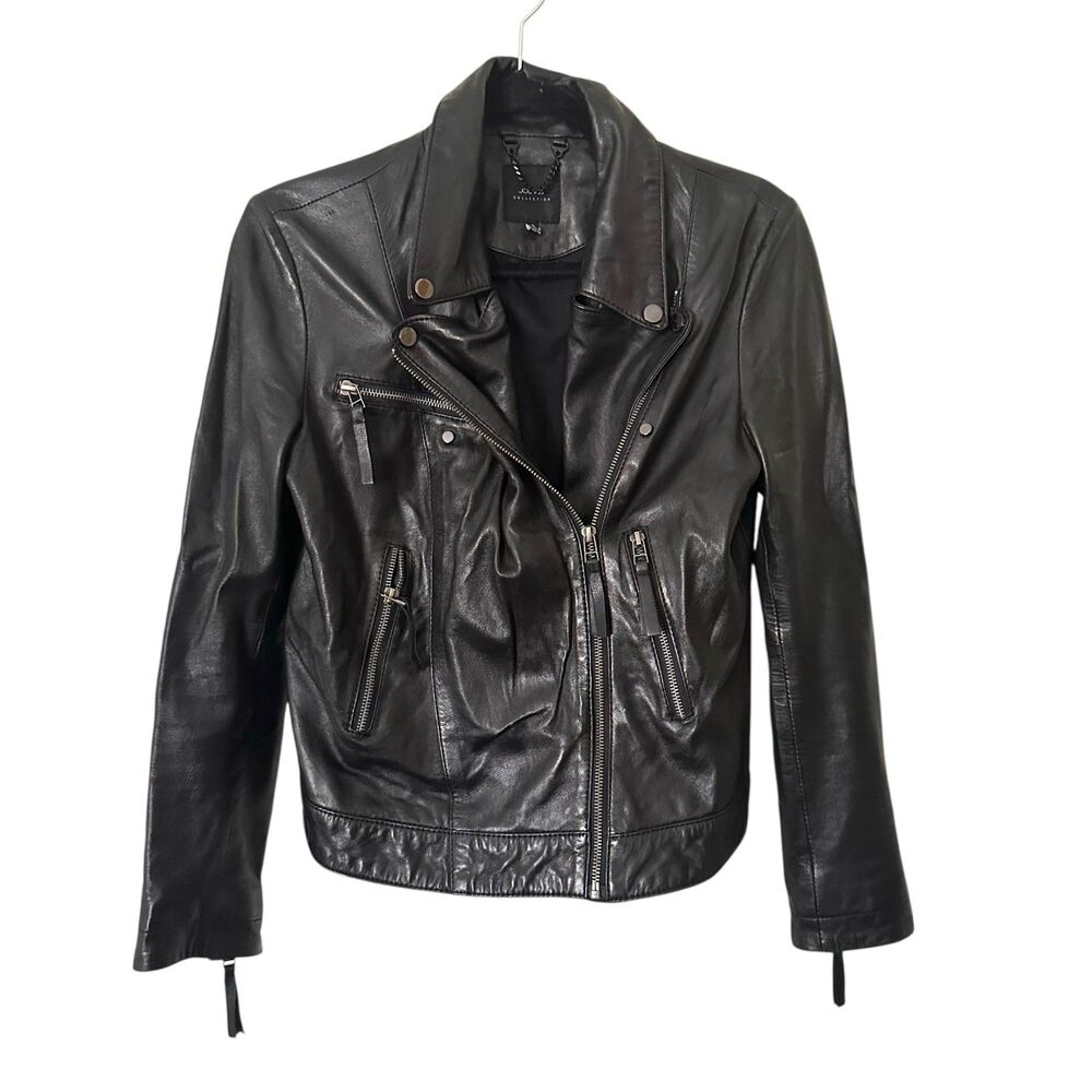 JOE'S COLLECTION Floral Printed Leather Jacket Black Small‎ - Picture 3 of 4